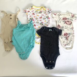 Bodysuits Bundle Baby Girl 0-3 Months Sleeveless Floral Ruffles Disney Snap Gift